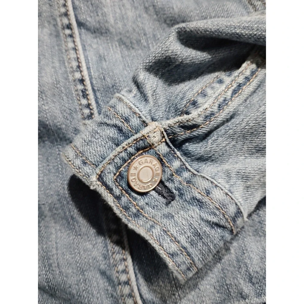 Garage Girlfriend Denim Jacket Womens Small Medium Wash Blue‎ Stretch Jean Coat